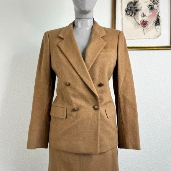 Burberry's Wool Camel Hair Peacoat Double Breasted Blazer - Picture 1 of 12